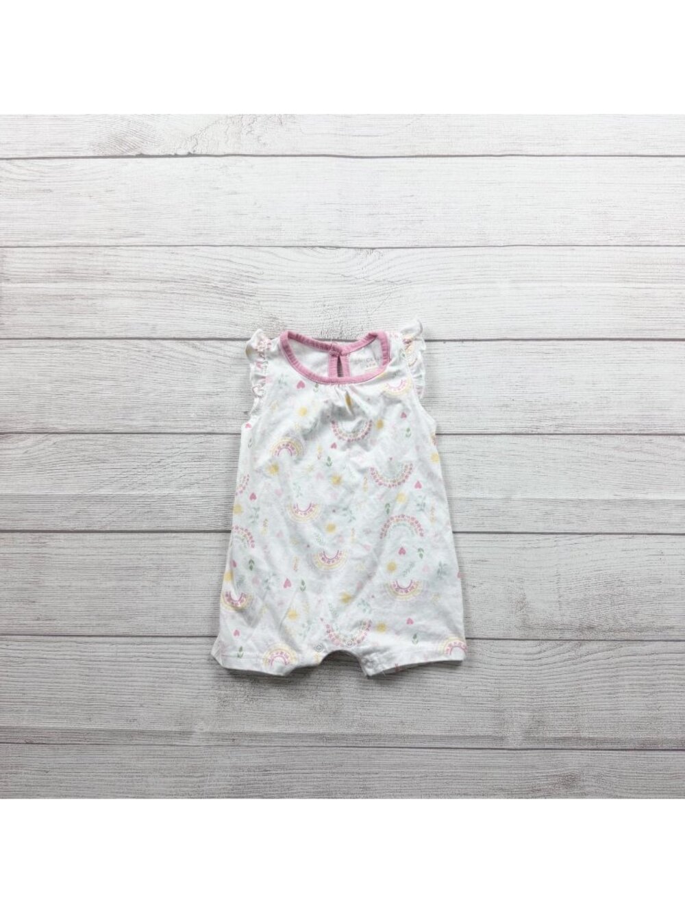 Chick Pea Infant Girls FloralRainbow Print Sleeveless Romper 6-9 Months